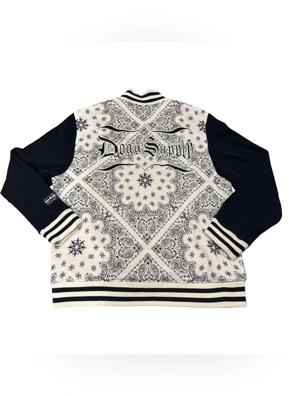 Dogg Supply by Snoop Dogg  Men's Size XL Black Ivory Paisley Varsity Jacket